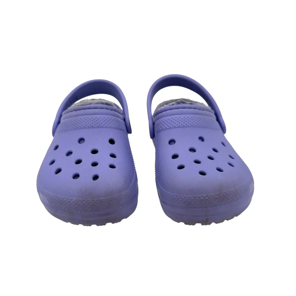 Crocs Kids Classic Lined Clogs Purple Fleece Warm Comfort Shoes C9‎